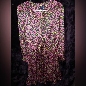 Scoop shiny hot pink leapord print Maxi dress